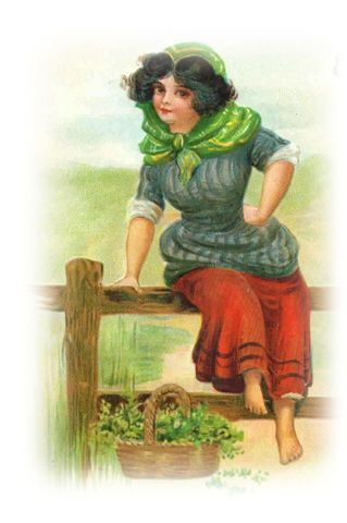 free vintage st patricks day clip art - irish lass with basket
